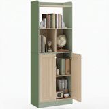 HOMCOM Boekenkast - Spaanplaat, MDF - 60 x 30 x 161,2 cm - Natuurlijk hout en groen