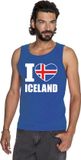 Bellatio Decorations Shoppartners Bv Blauw I love Ijsland supporter singlet shirt/ tanktop heren - Ijslands shirt heren M