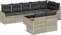 vidaXL Tuinbank - Set - 9 - st - Lichtgrijs - poly - rattan