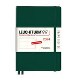 LEUCHTTURM1917 367607 weekkalender medium (A5) 2024, met extra boekje voor adressen en verjaardagen, Forest Green, Duits, 12 maanden