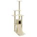 Meuble pour chat avec poteaux à gratter en sisal 155 cm couleur crème