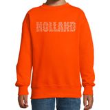 Bellatio Decorations Glitter Holland sweater oranje met steentjes/rhinestones voor kinderen - Oranje fan shirts - Holland / Nederland supporter - EK/ WK trui / outfit 106/116 (5-6 jaar)