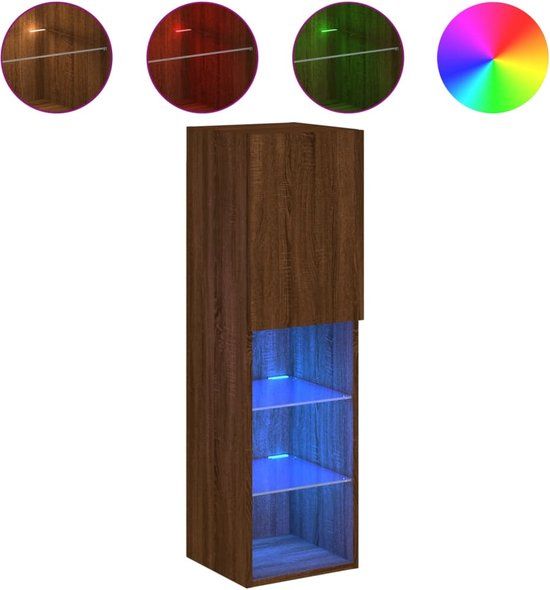 VidaXL TV-meubel met LED-verlichting 30,5x30x102 cm bruin eikenkleur