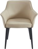 Vente-unique Set van 2 stoelen met armleuningen van kunstleer en zwart metaal - Beige - MIALOV