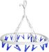Merkloos CM Wasgoed droogcarrousel/droogmolen - 20 clips/knijpers - wit/blauw - kunststof - 29 x 42 cm