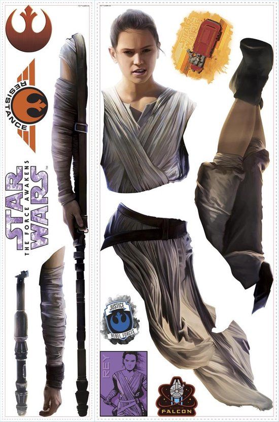 RoomMates Disney Star Wars VII Rey muursticker