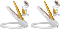 vidaXL Toiletbrillen met soft-close deksels 2 stuks kunststof wit en geel