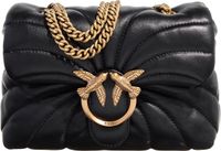 Pinko Leren schoudertas Love Puff Mini CL Sheep Nappa Quilt Black - Antique Gold zwart
