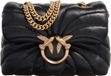 Pinko Leren schoudertas Love Puff Mini CL Sheep Nappa Quilt Black - Antique Gold zwart