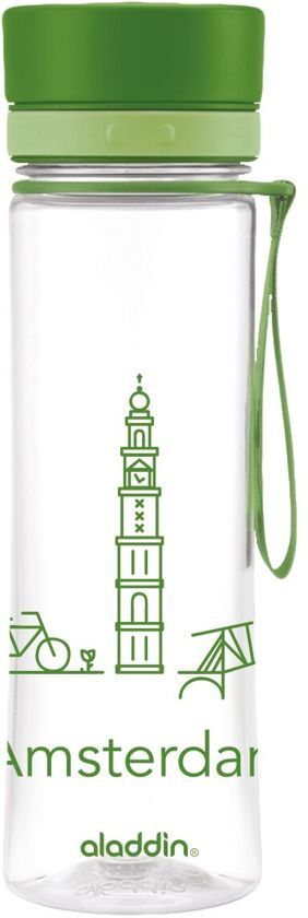 Aladdin Aveo Waterfles - 600 ml - Incl. City Print - Groen Amsterdam