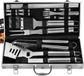 Accessoires de barbecue sans marque, acier inoxydable, ustensiles de barbecue de haute qualité, avec étui de rangement portable, ensemble d'outils de barbecue parfait pour hommes, avec thermomètre à viande, cadeau