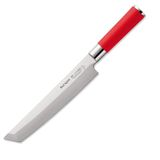 F. DICK – Red Spirit Chef Knife Tanto - Keukenmes met 8.3" lemmet & 56 HRC - Ideaal voor vlees & groenten - Utility mes - RVS - Ultra scherp - Ergonomische handgreep - Made in Germany