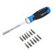 Amazon Basics Magnetische ratelschroevendraaier, 12 stuks, 1 stuk, blauw/zwart/zilver