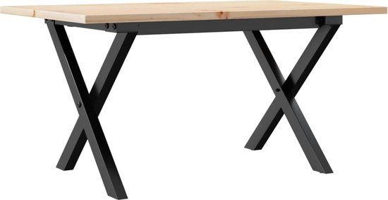 vidaXL Salontafel X-frame 80x50x40 cm massief grenenhout en staal