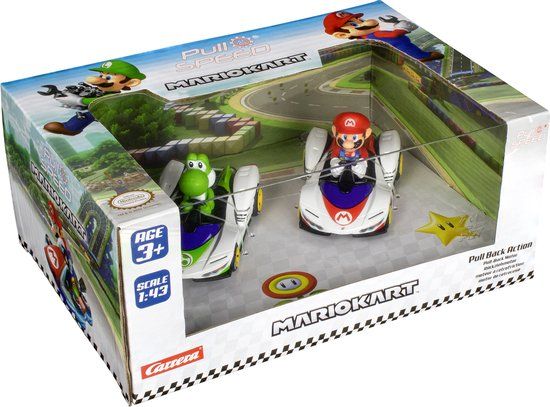 Carrera P&S Mario Kart - P-Wing Twinpack - Mario & Yoshi - Pull-Back Car