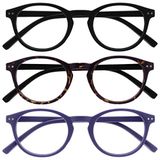 Opulize Zen 3 Stuks Leesbril Zwart Donker Bruin Purper Klein Mannen Vrouwen RRR24-125 +1,50