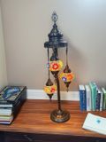 Halay Turkse Tafellamp met 3 glazen - Multicolor Handgemaakt mozaïek glas sfeerverlichting - Uniek Design nachtlamp