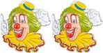 Merkloos / Sans marque Partyxplosion B.V. Carnaval/party decoratie bord - 2x - Clown hoofd gele hoed - wand/muur versiering - 50 x 50 cm - plastic