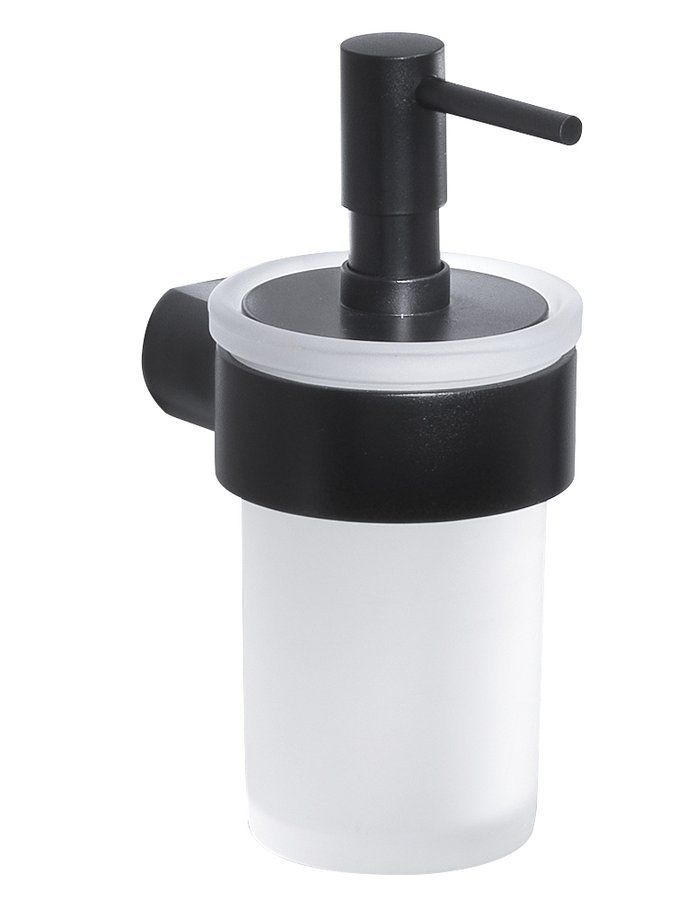 Gedy PIRENEI Zeepdispenser - Mat Zwart/Satijnglas