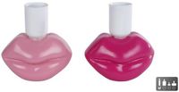 Merkloos Kandelaar Lips polystone 7x6x7,8cm Roze