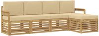 vidaXL - Bank loungeset - 5 zitplekken - Wit en Beige - Polyester