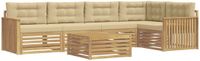vidaXL Buiten bankenset 6 st Wit en Beige Polyester
