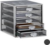 Merkloos Relaxdays Brievenbak A4 - Met 5 Lades - Bureau Organizer - Staal - Zilver