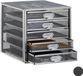 Merkloos Relaxdays Brievenbak A4 - Met 5 Lades - Bureau Organizer - Staal - Zilver