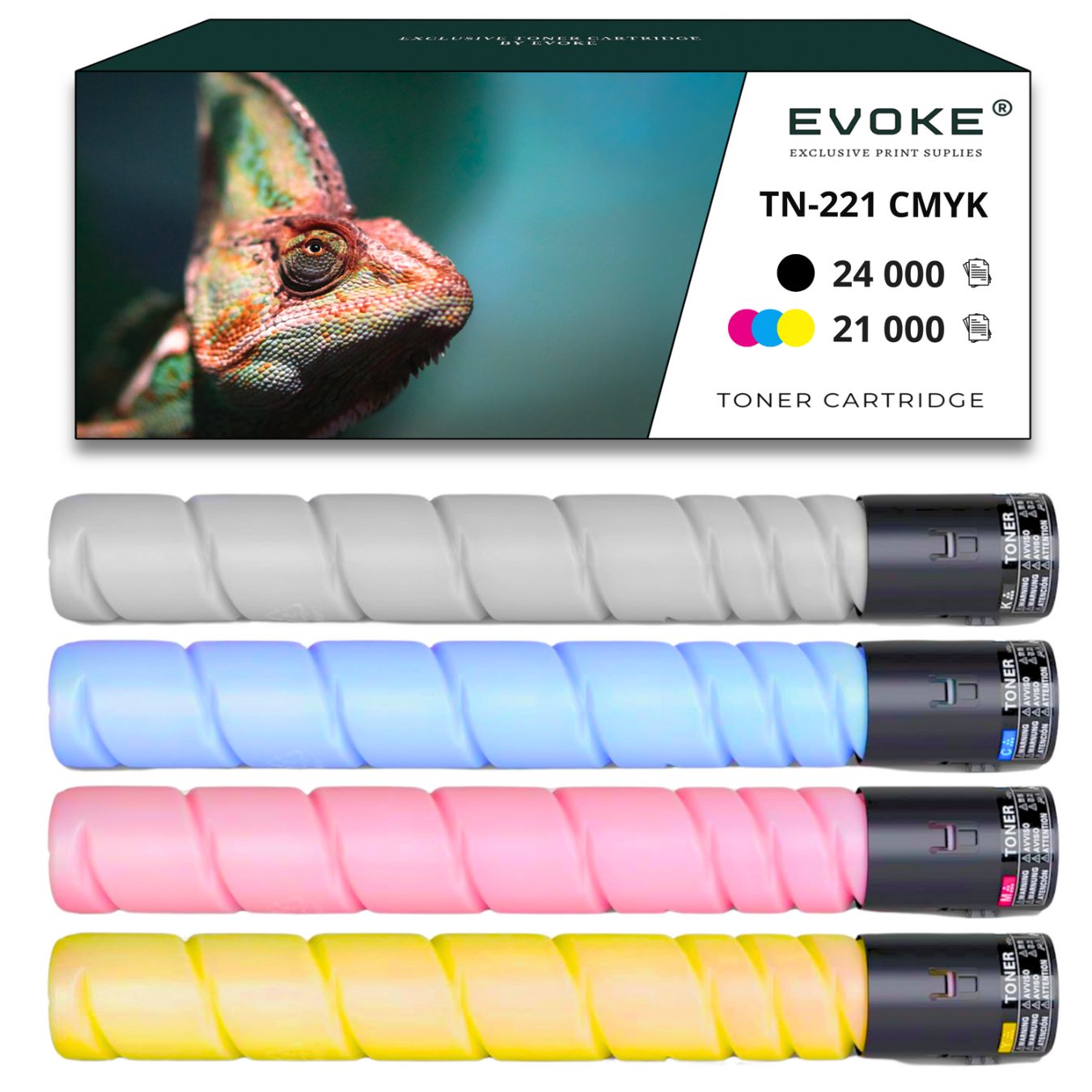 EVOKE Konica Minolta 4x Konica Minolta Tonerprinter Tn221 | Cmyk TN-221 Kit