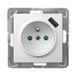 Ospel GP-1YZPUSB/m/00 stopcontact, IP20, 16 A, 73 mm, 50 mm, 73 mm, wit