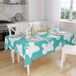 Bonamaison Tafelkleed, Anti-Mold, Sneldrogend, Waterdicht, 100% Polyester Tafellaken, Turkoois, wit, 140 x 160 Cm