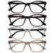 OPULIZE KAT Leesbril - 4-Pack - Kattenoog Montuur - Zwart, Bruin, Grijs, Taupe - Heren & Dames - Veerscharnieren - RRRR59-127U - +3.00