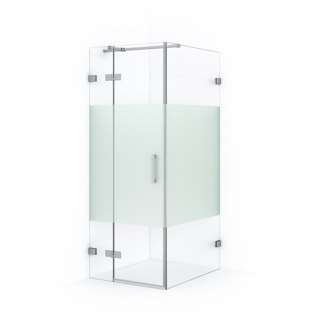 Maxaro Douchecabine Diamond 100x80cm 8mm Helder Veiligheidsglas met Matte Strook Chroom