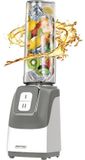 MPM MBL-22 Smoothie Good to Go Mini Blender, 2 draagbare flessen, 0,6 liter, BPA-vrij, 2 snelheden, roestvrijstalen messen, 350 W, wit/grijs
