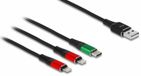 Delock 86821 USB-kabel USB 2.0 1 m USB A USB C/Lightning Zwart, Groen, Rood