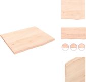 vidaXL Tafelblad, 60 x 50 x 2 cm, onbehandeld massief eikenhout