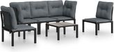 vidaXL 6-delige Loungeset poly rattan zwart en grijs