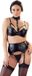 Cottelli Collection Jarretel Wetlook Lingerie Set - Zwart - Maat 85B/L