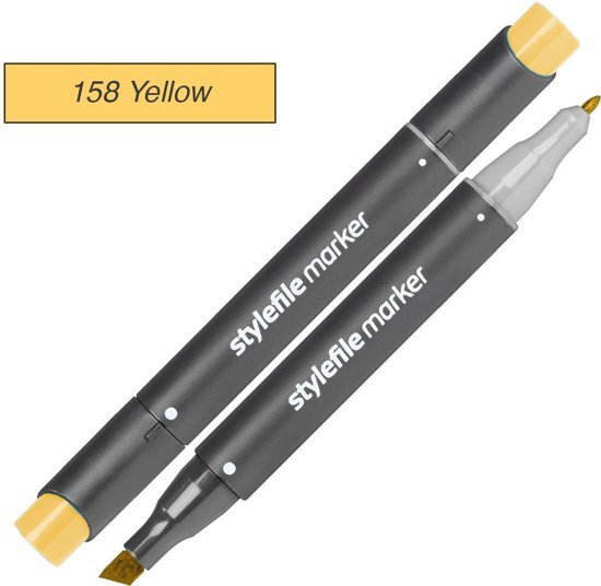 Stylefile Markers Stylefile Twin Marker - Geel - Deze hoge kwaliteit stift is ideaal voor designers, architecten, graffiti artiesten, cartoonisten, & ontwerp studenten Professionele tekenstift voor een scherpe prijs