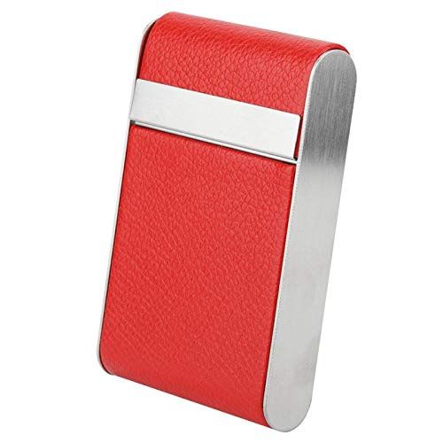 Niiyen Sigarettenkoker, houd 20 sigaretten roestvrijstalen roker vrouwen sigarenkoker, lederen sigarettenkoker voedselopslagaccessoires(Rood)