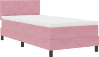 vidaXL LED boxspringbed met matras, roze, 90 x 190 cm, fluweel