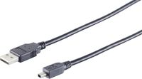 3x USB-A adapterkabels, Mini-B 4-pins, 2.0, zwart, 2m