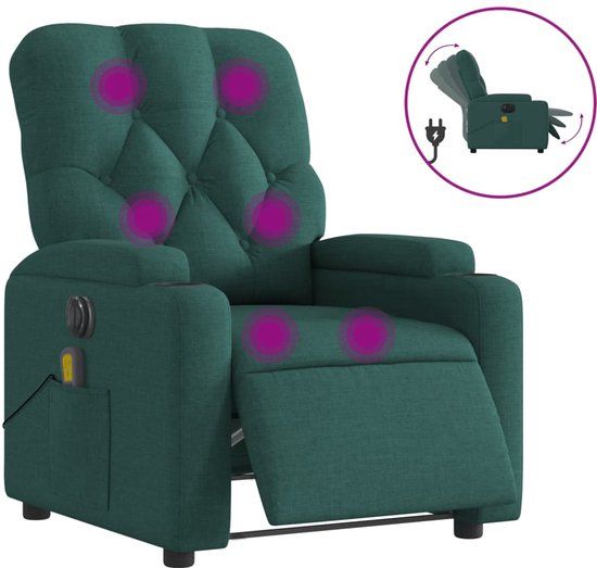 VidaXL Massagestoel elektrisch verstelbaar stof donkergroen