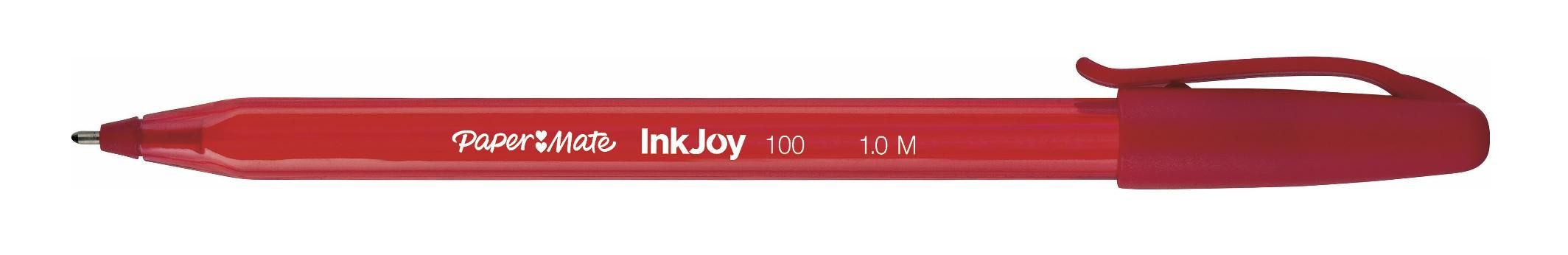 Paper Mate InkJoy 100 - Balpen - Rood, Doorschijnend
