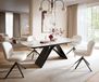 Edge Table à manger Edge Boot 180-220x100 cm Céramique Minas Melange Blanc-Beige piètement en V Flachstahl Noir extensible