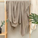 GLORY SEASON 100% Katoen Latte Bruin Jacqard Fringe Gooi Deken 50" x 60"