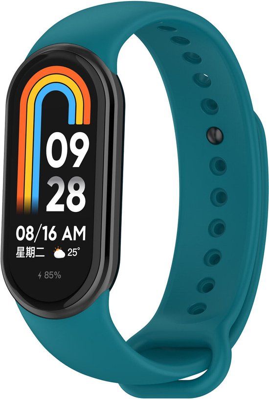 Strap-it Siliconen Bandje voor Xiaomi Mi Smart Band 8 / Band 9 - Blauw-Groen