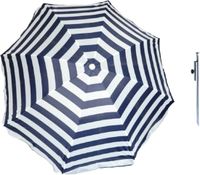 Merkloos Parasol - Blauw - Achthoek - Stokparasol - 100% polyester - Metaal - 200 cm - 120 cm - 200 cm - 120 cm - 19 mm - Ja - Waterafstotend - Ja - Nee - Ja - Nee - Nee - Ja - Nee - Ja - 1x Parasolharing, 1x Parasol incl. draagtas - Geen taal - Broekhof Vuurwerk Int. B.V. - Ja - 8720768528968