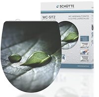 Schütte RAIN DROP WC-bril Duroplast HG, hoogglanzende toiletbril met automatische sluiting, snelsluiting voor eenvoudige reiniging, max. belasting van de wc-bril 150 kg, motief druppels 82583