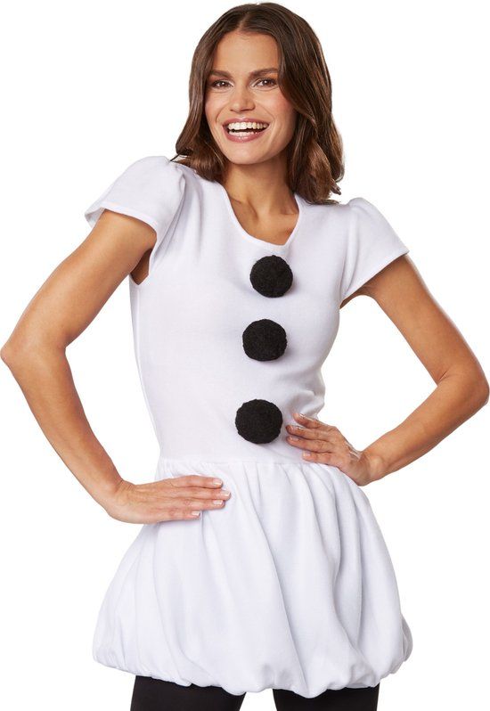 dressforfun Sneeuwvrouw Kostuum - Wit - Maat L - Vrouwen - Kerst